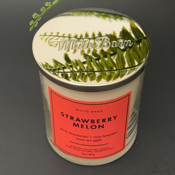 BBW Strawberry Melon White Barn Bath & Body Works Single Wick Candle - Picture 4 of 10